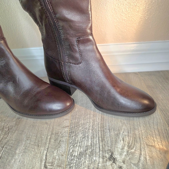 Alfani Brown Leather Knee-High Boots New - Picture 7 of 15